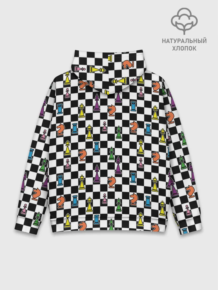 Худи мужской база хлопок / Яркая шахматная доска