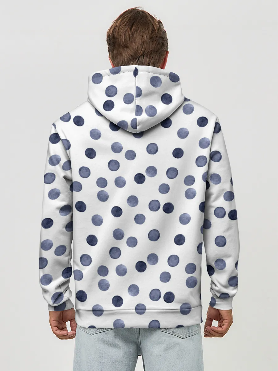 Худи мужской база хлопок / Акварельный синий горох