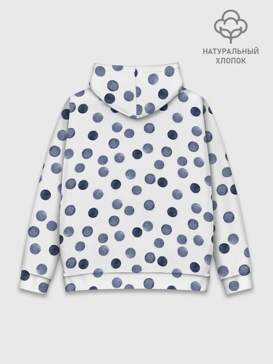 Худи мужской база хлопок / Акварельный синий горох