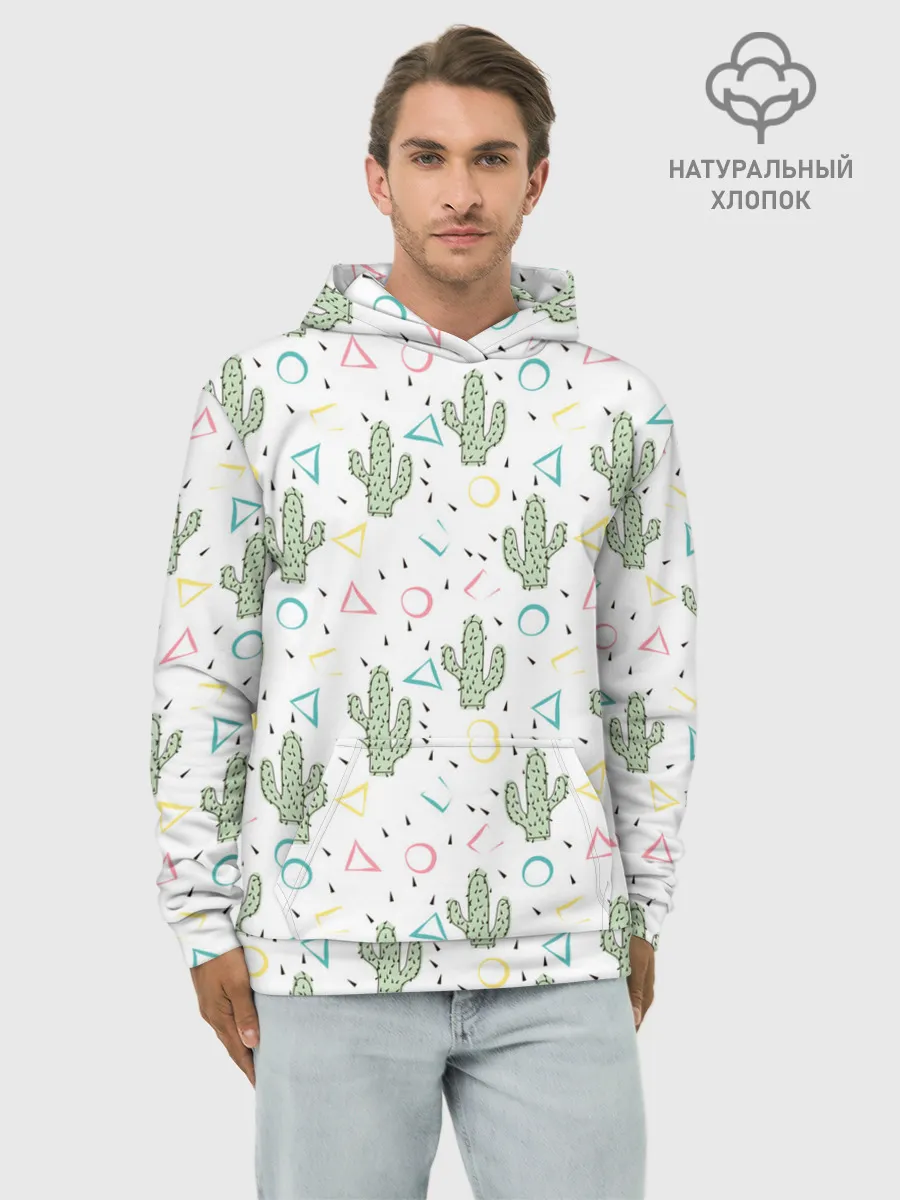 Худи мужской база хлопок / Кактусы
