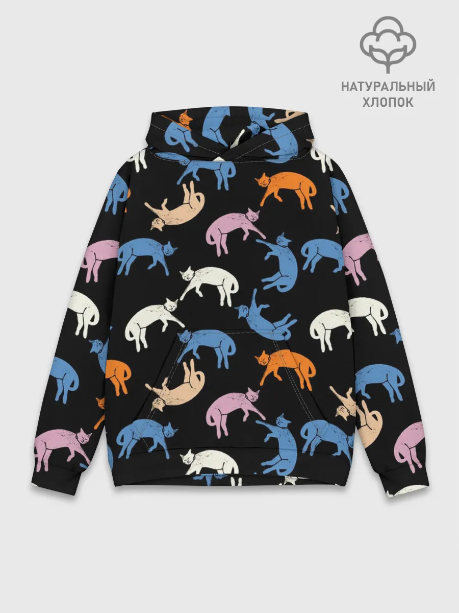 Худи мужской база хлопок / Британские кошки паттерн