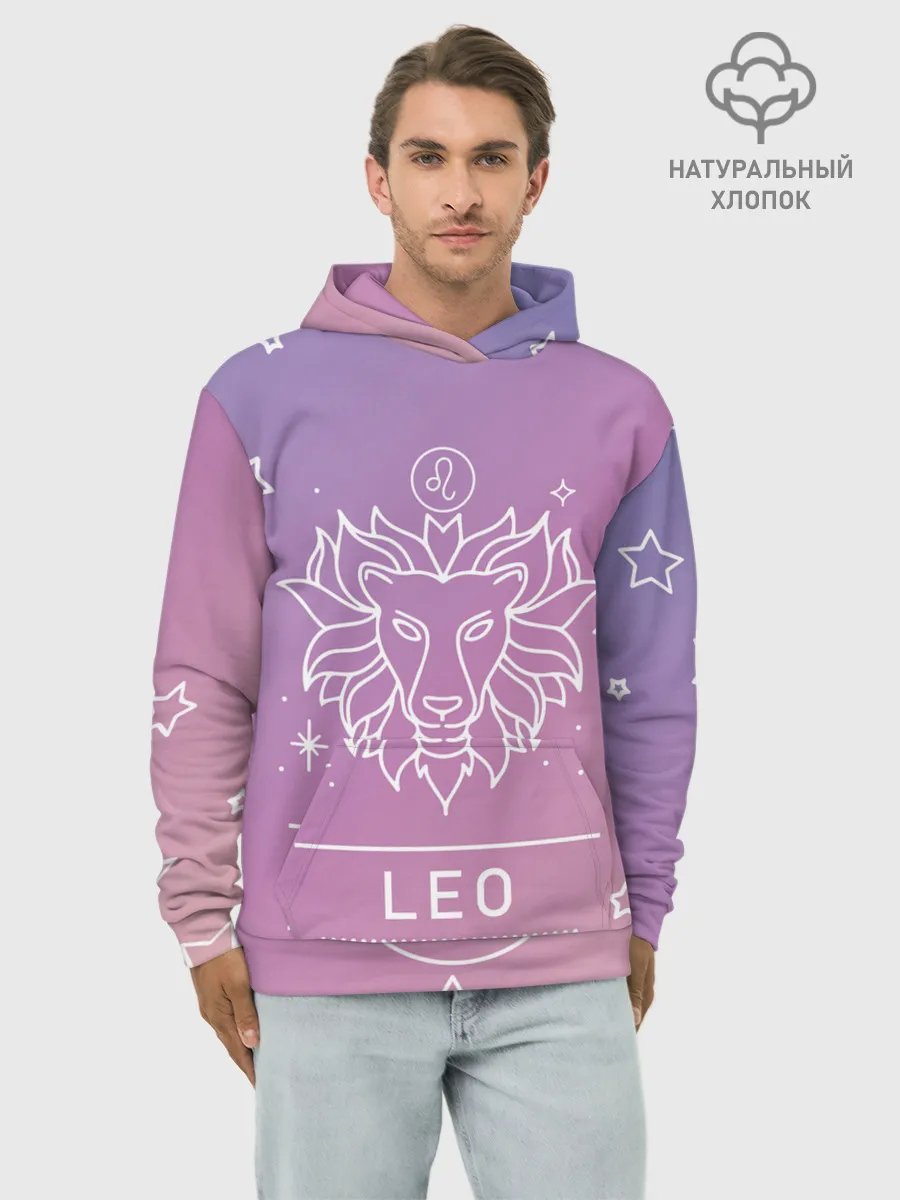 Худи мужской база хлопок / Знак Лев