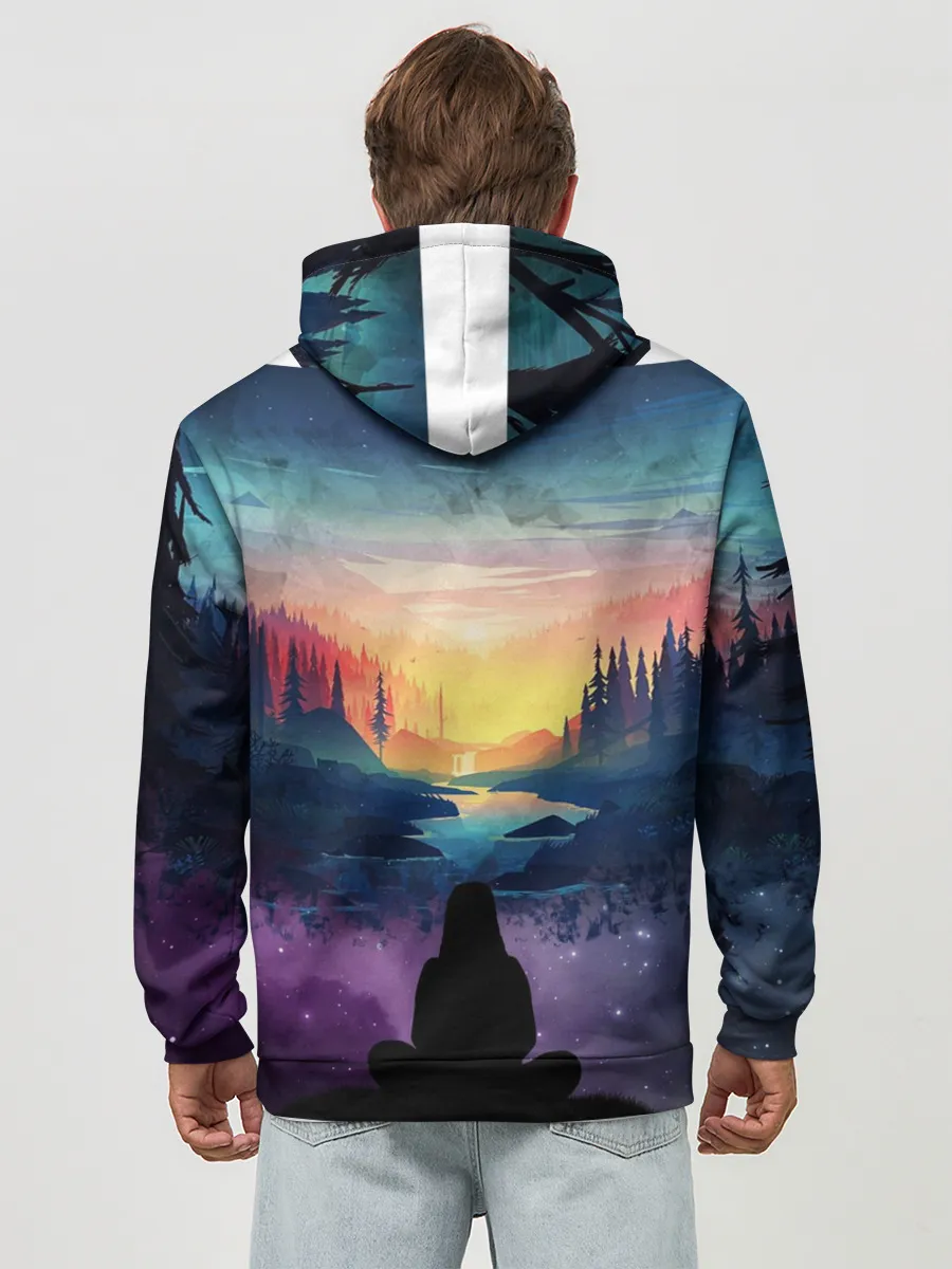 Худи мужской база хлопок / ПЕЙЗАЖ НАД ЗВЕЗДАМИ