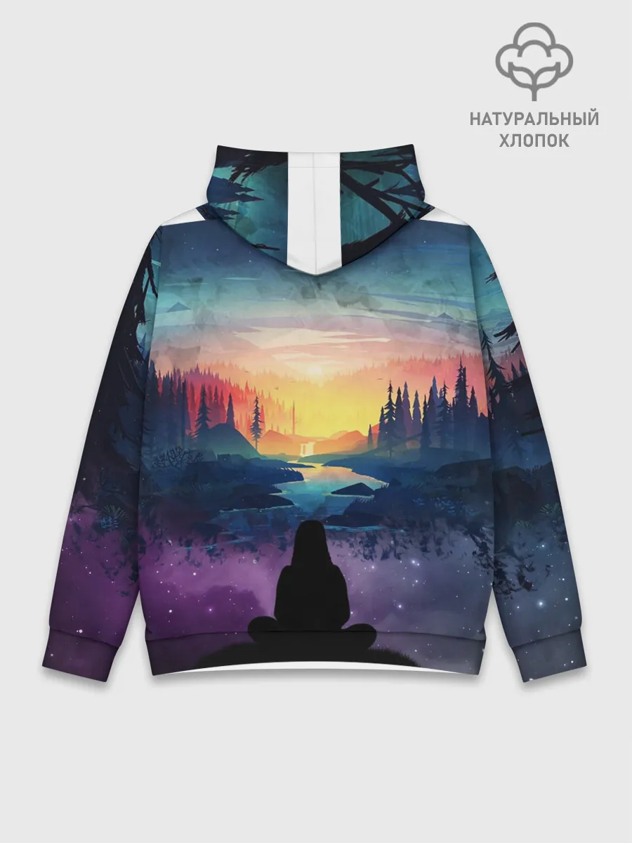 Худи мужской база хлопок / ПЕЙЗАЖ НАД ЗВЕЗДАМИ