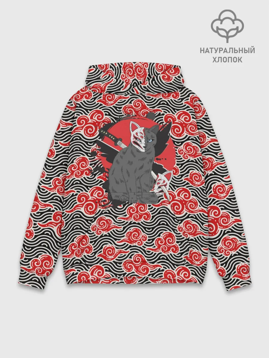 Худи мужской база хлопок / Бакэнэко