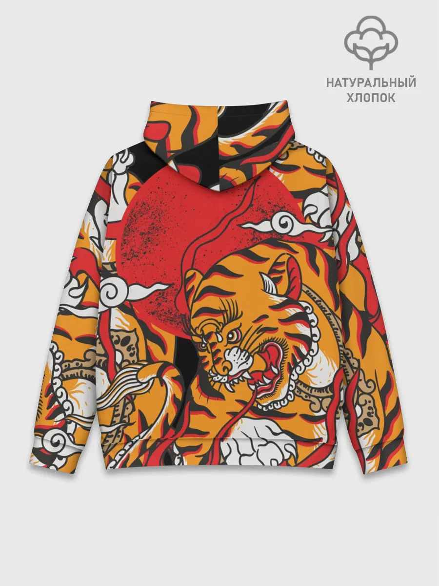 Худи мужской база хлопок / Самурайский тигр