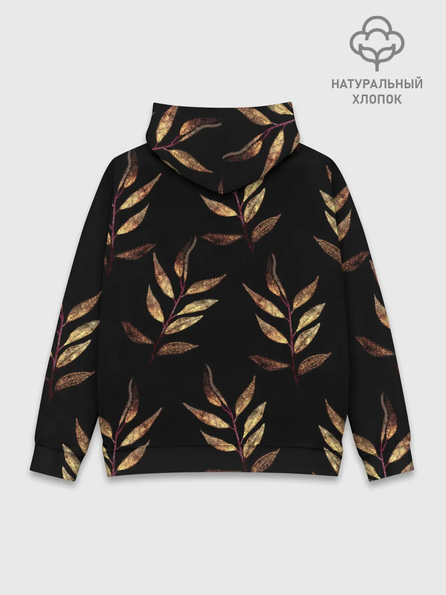 Худи мужской база хлопок / Золотисто-красные листья