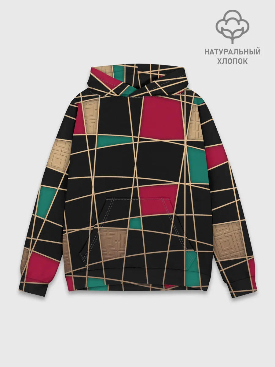 Худи мужской база хлопок / Модный абстрактный узор