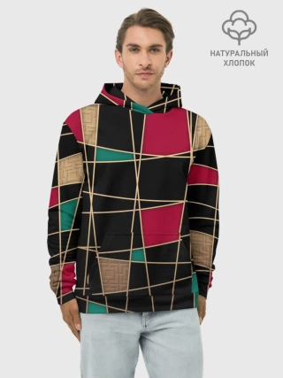 Худи мужской база хлопок / Модный абстрактный узор