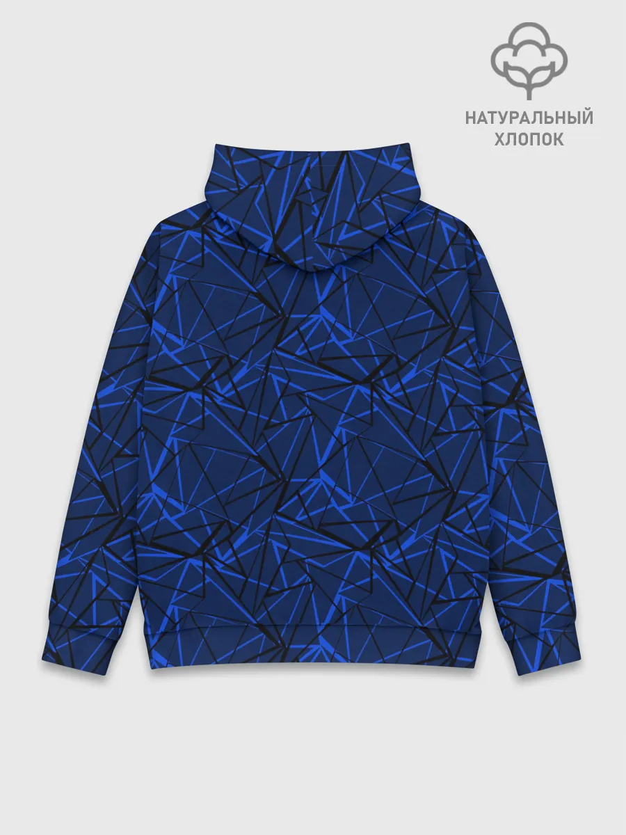 Худи мужской база хлопок / Черно-синий геометрический