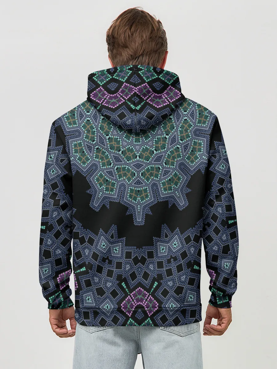 Худи мужской база хлопок / Перламутровый узор восточный