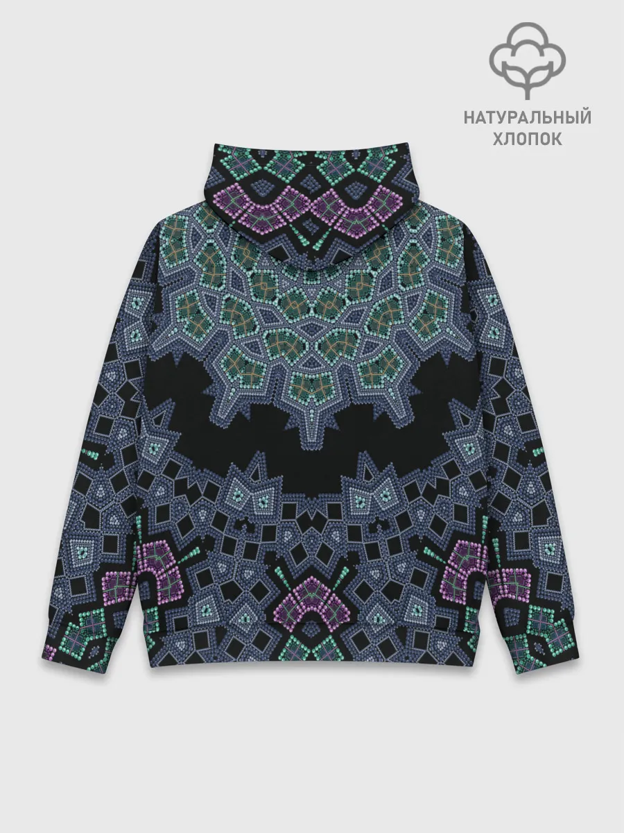 Худи мужской база хлопок / Перламутровый узор восточный