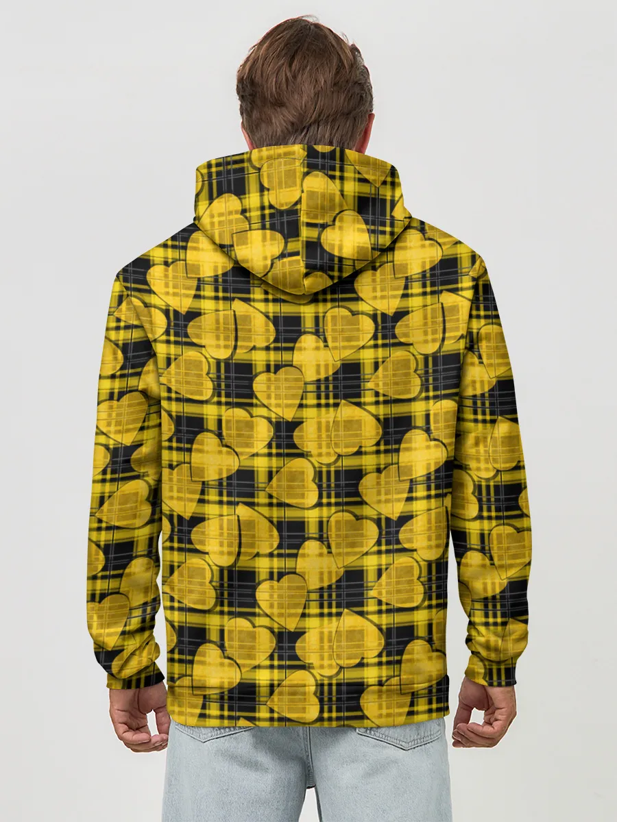 Худи мужской база хлопок / Желто-черный модный узор