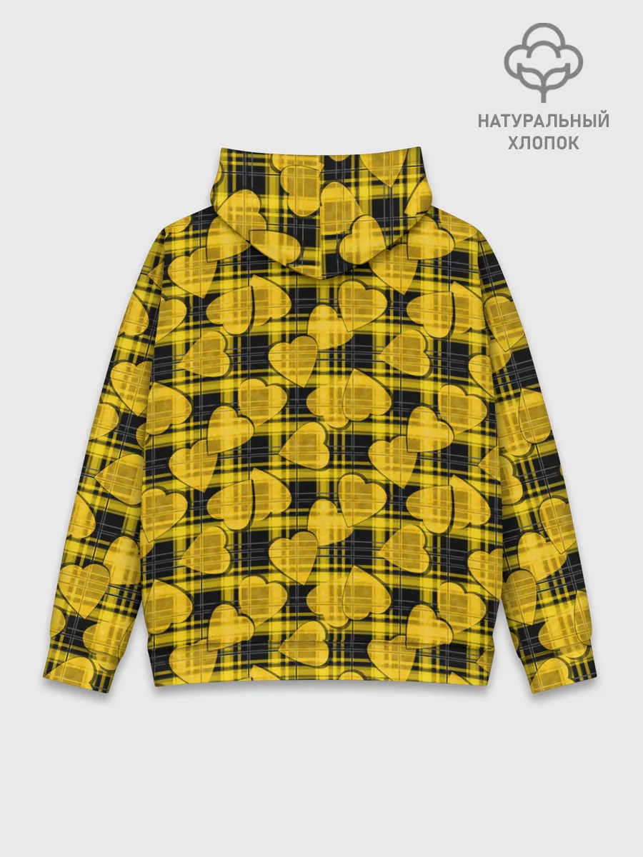 Худи мужской база хлопок / Желто-черный модный узор