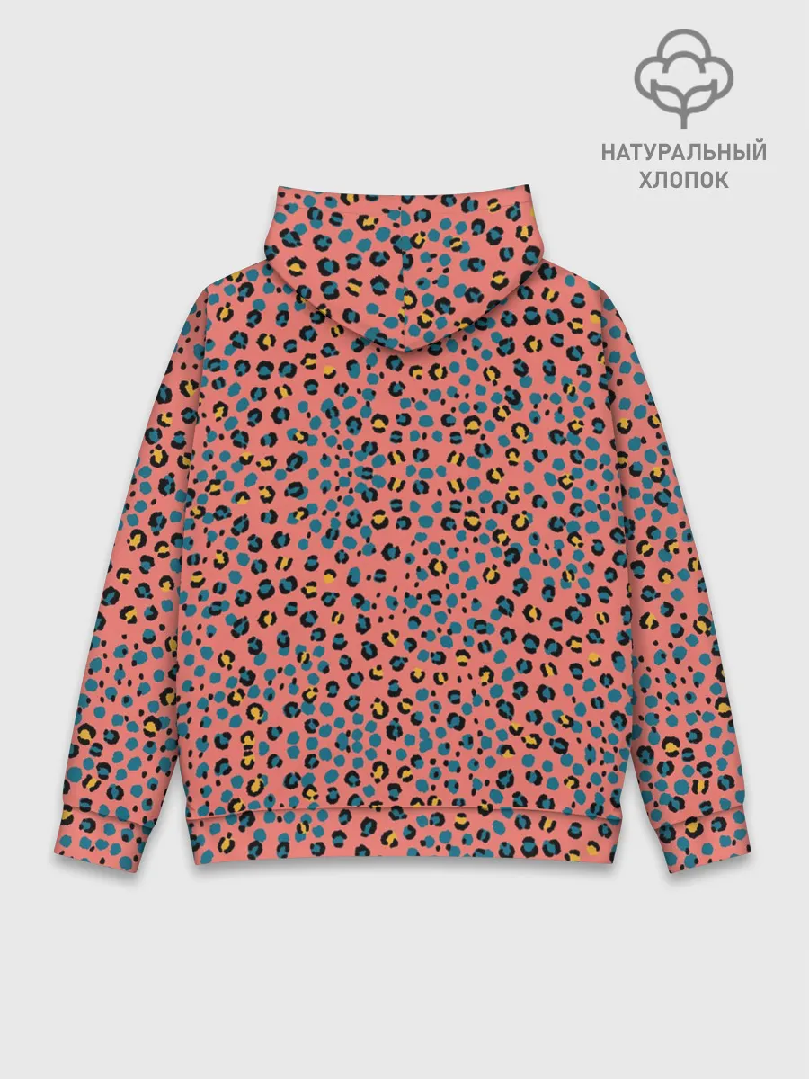 Худи мужской база хлопок / Леопардовый принт на розовом