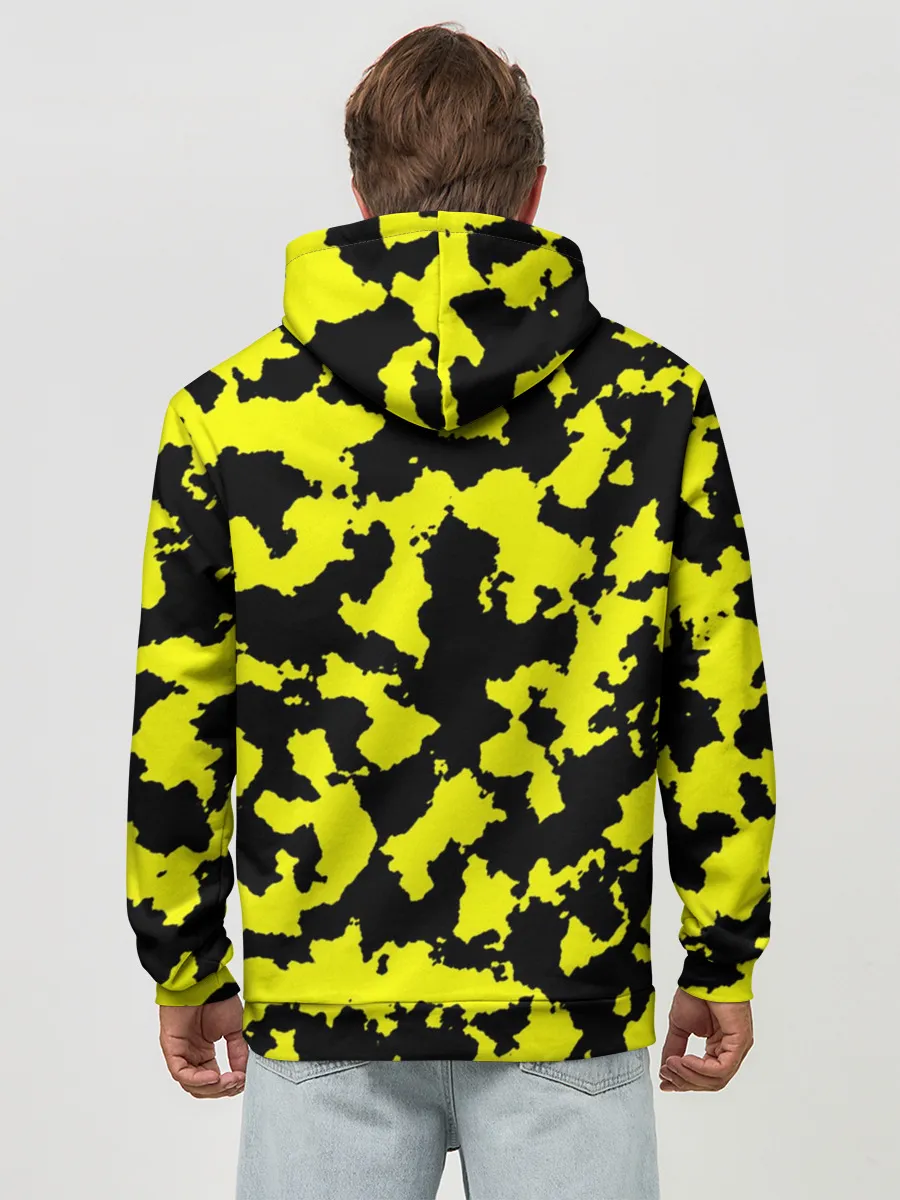 Худи мужской база хлопок / Черно-желтый камуфляж