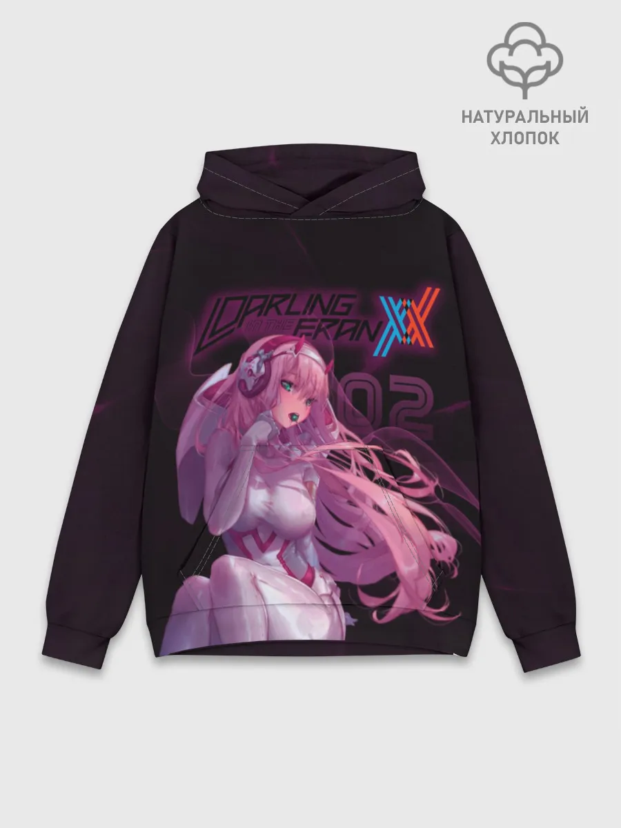 Худи мужской база хлопок / Zero Two в наушниках