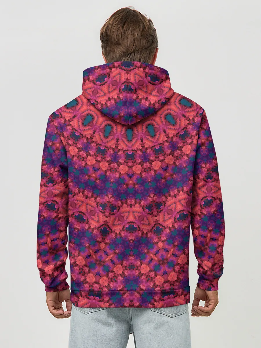 Худи мужской база хлопок / Круглый красный орнамент