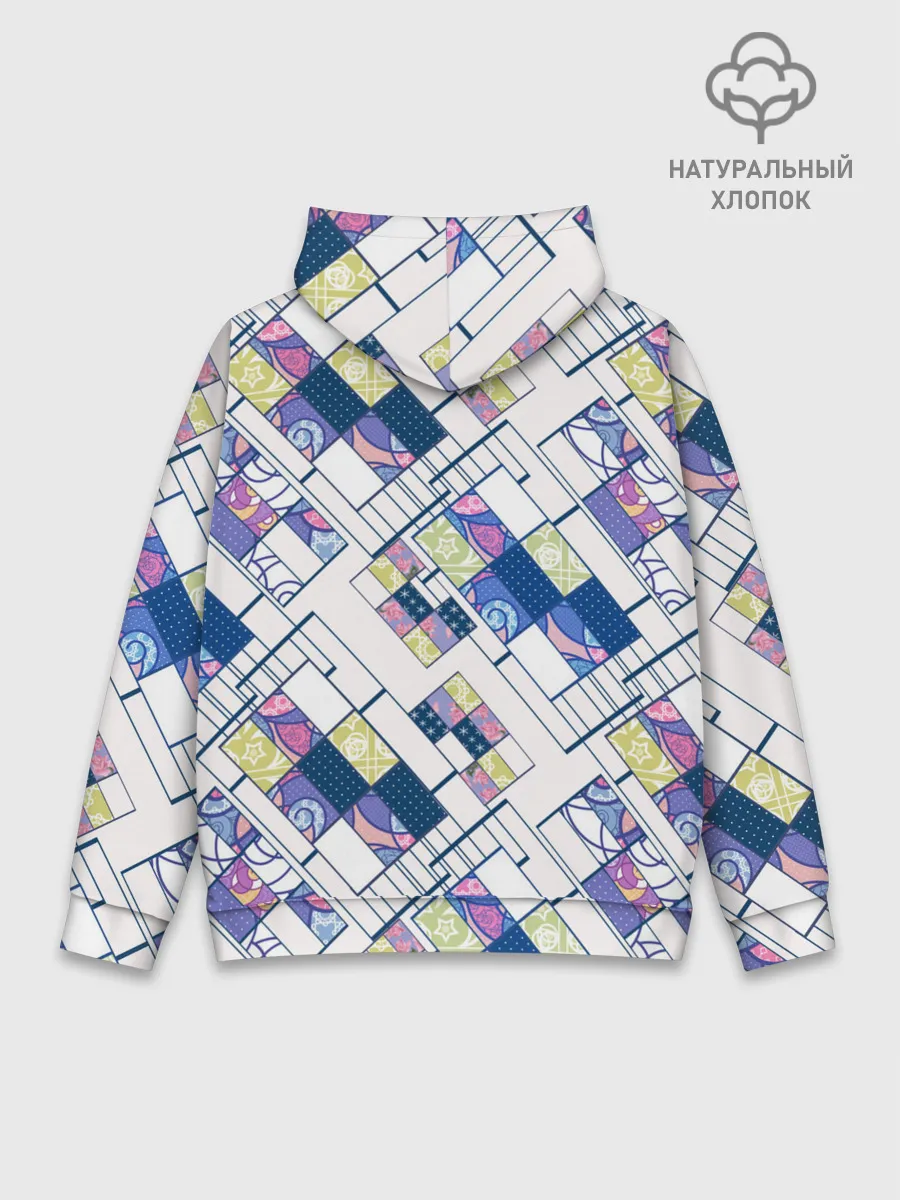 Худи мужской база хлопок / Этнический узор пэчворк