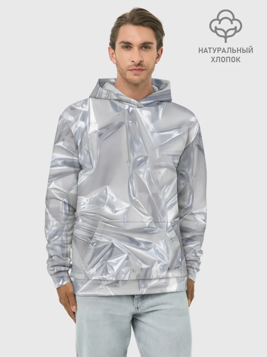 Худи мужской база хлопок / Голографичная фольга