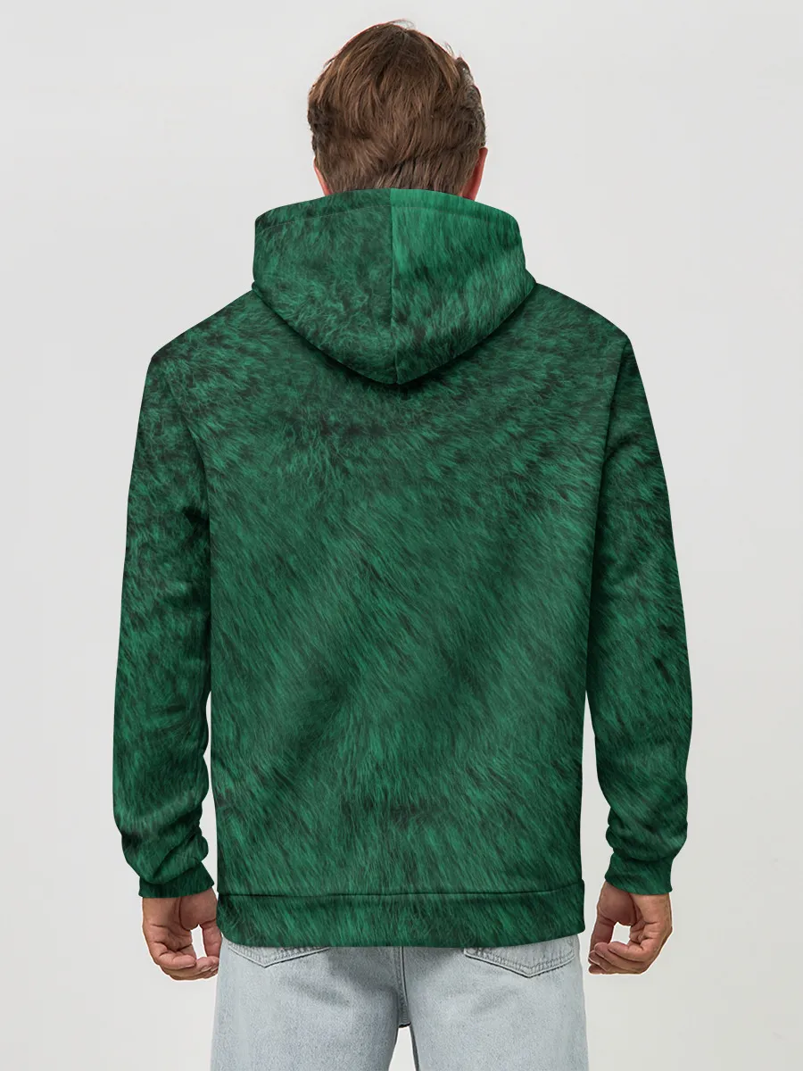 Худи мужской база хлопок / Изумрудный мех