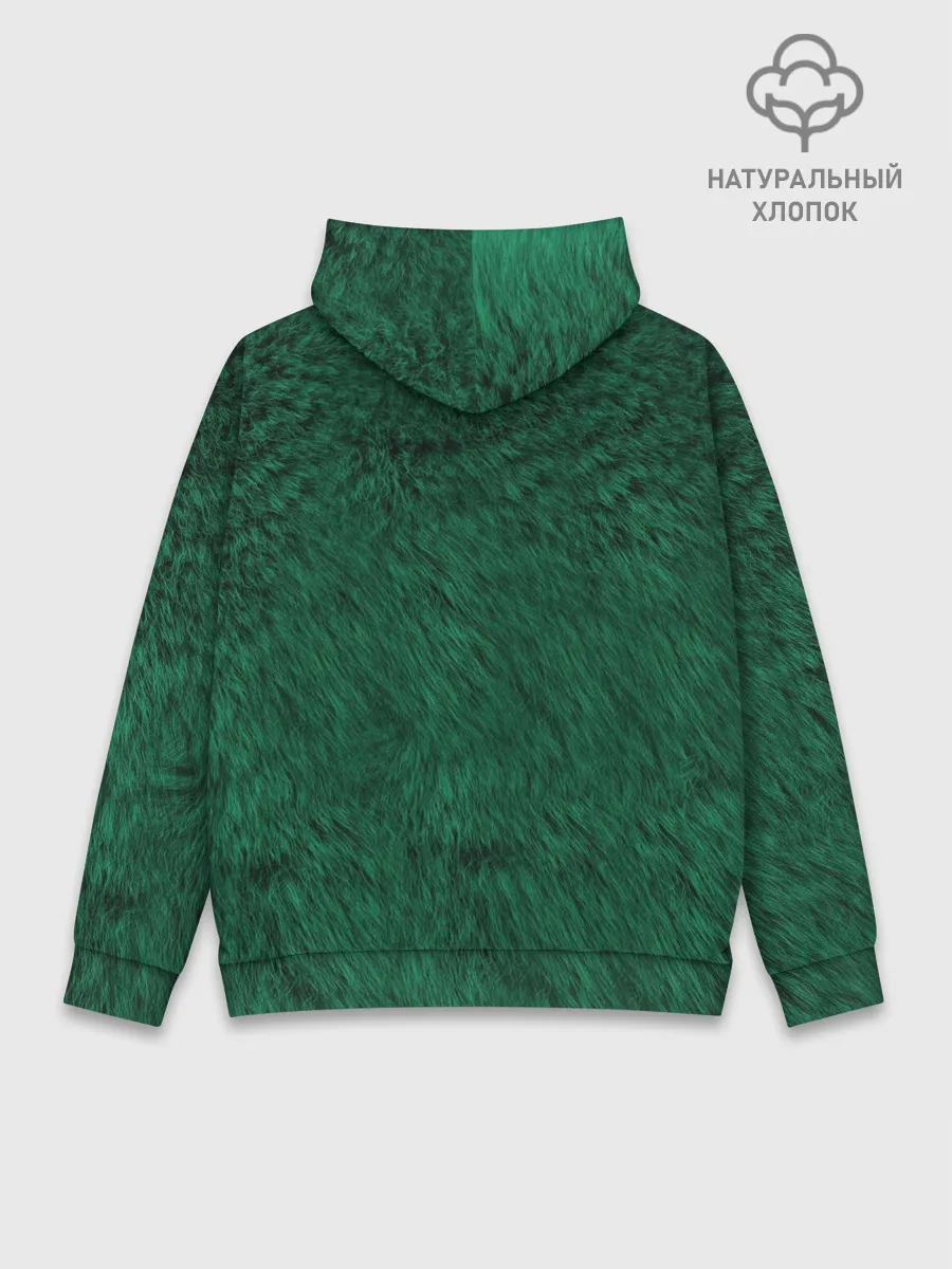 Худи мужской база хлопок / Изумрудный мех