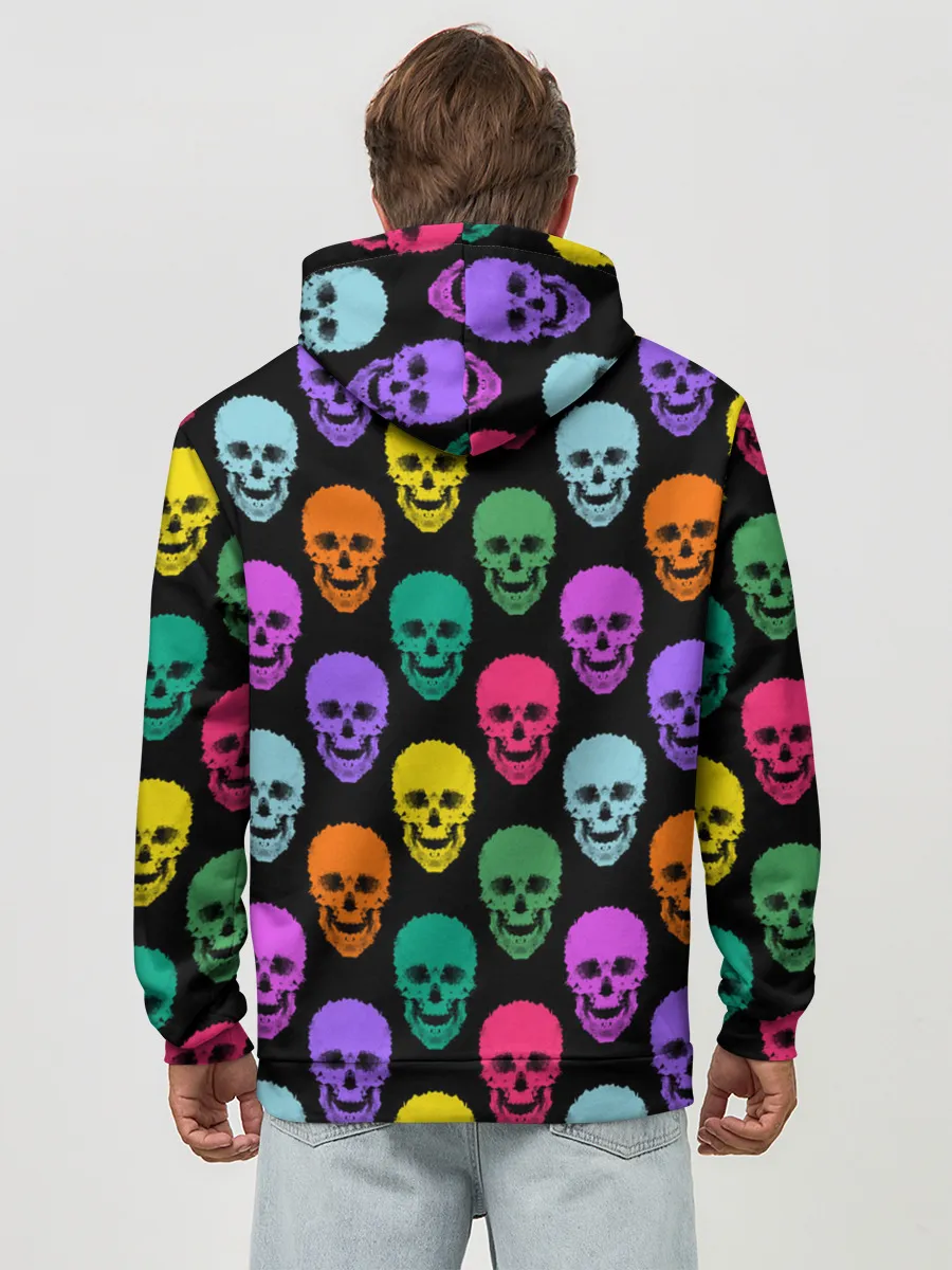 Худи мужской база хлопок / Разноцветные черепа . Готика