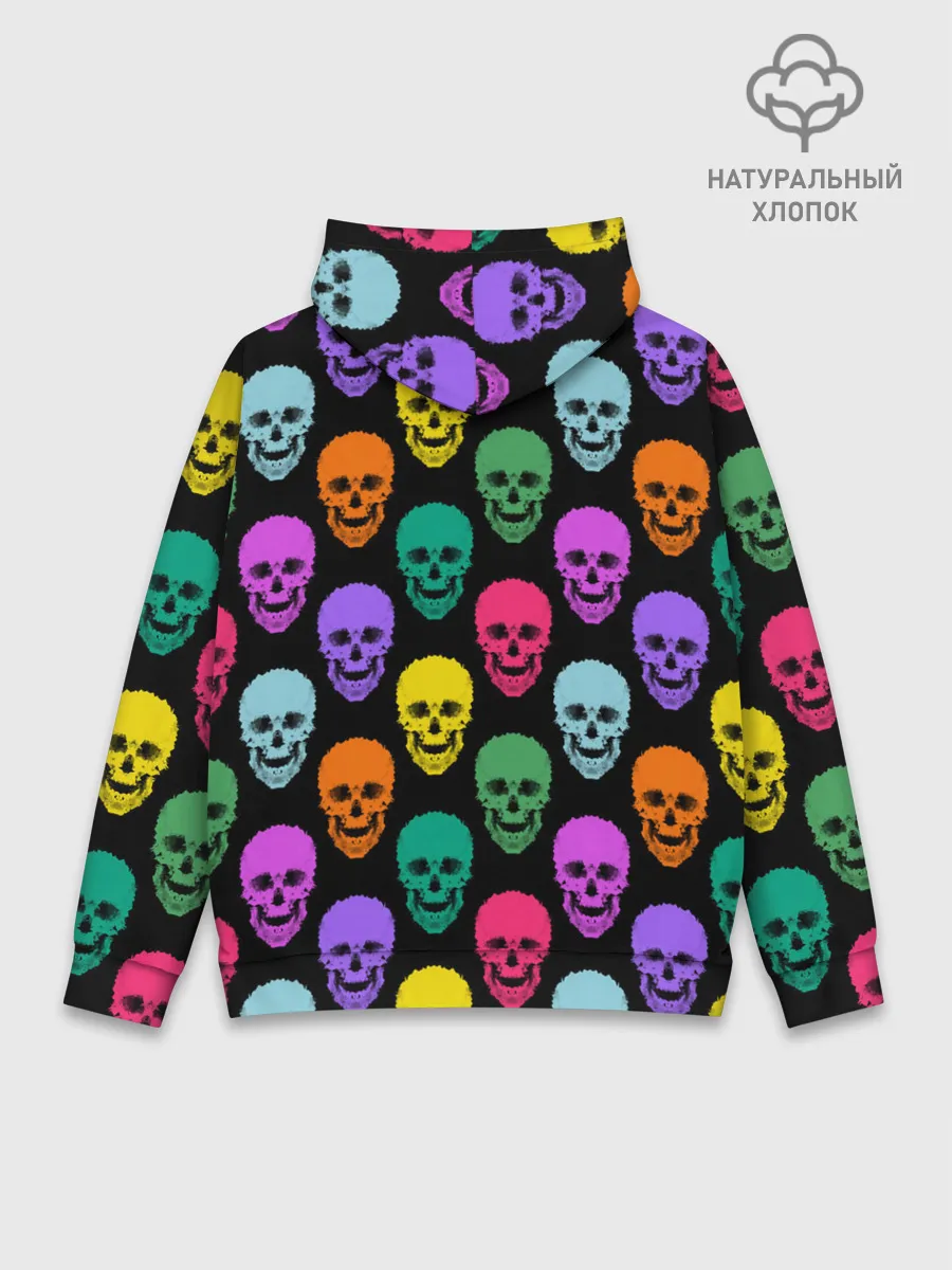 Худи мужской база хлопок / Разноцветные черепа . Готика