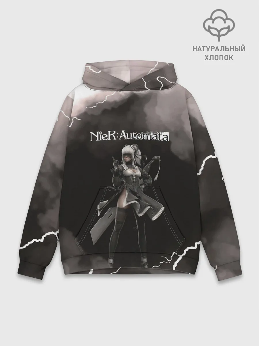 Худи мужской база хлопок / 2B | Nier Automata