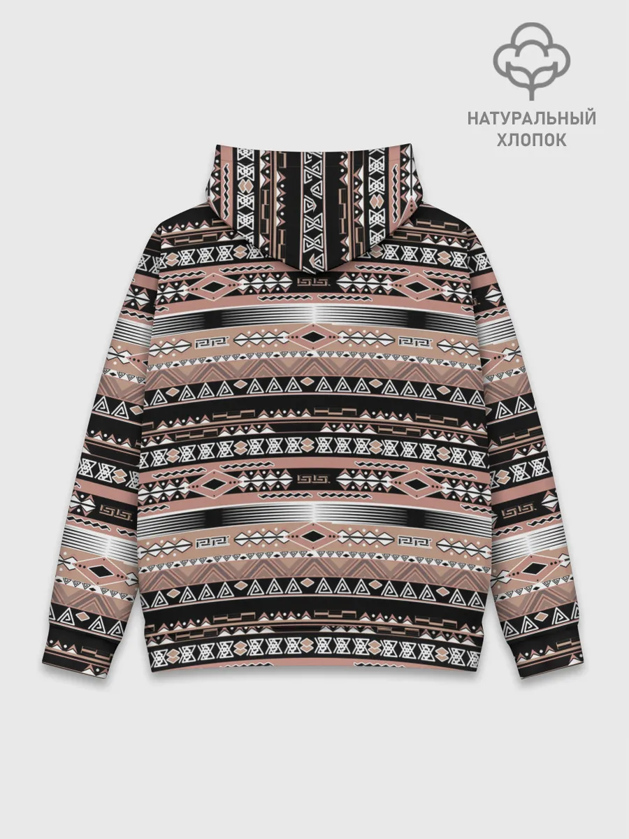 Худи мужской база хлопок / Полосатый этнический орнамент
