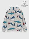Худи мужской база хлопок / Кровожадные акулы паттерн