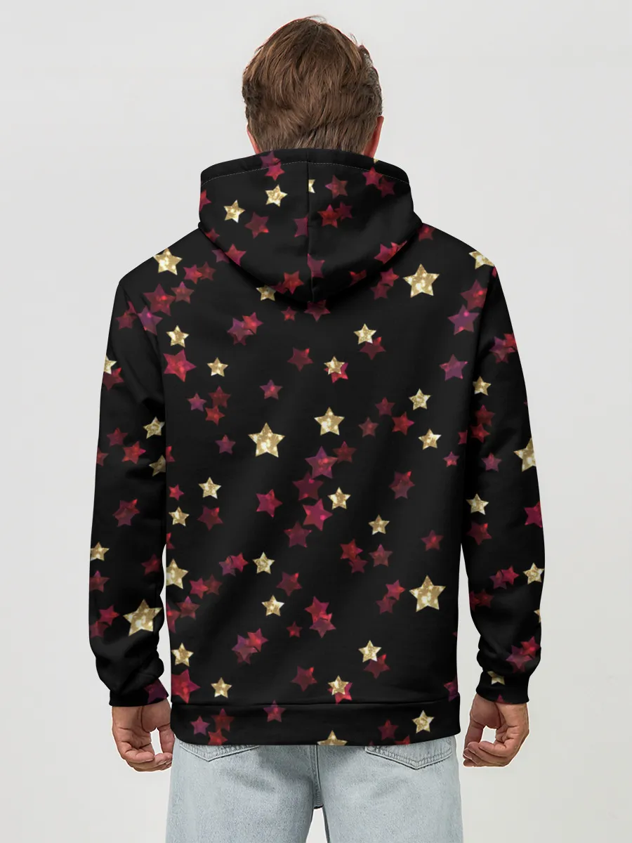 Худи мужской база хлопок / Блестящие звезды на черном