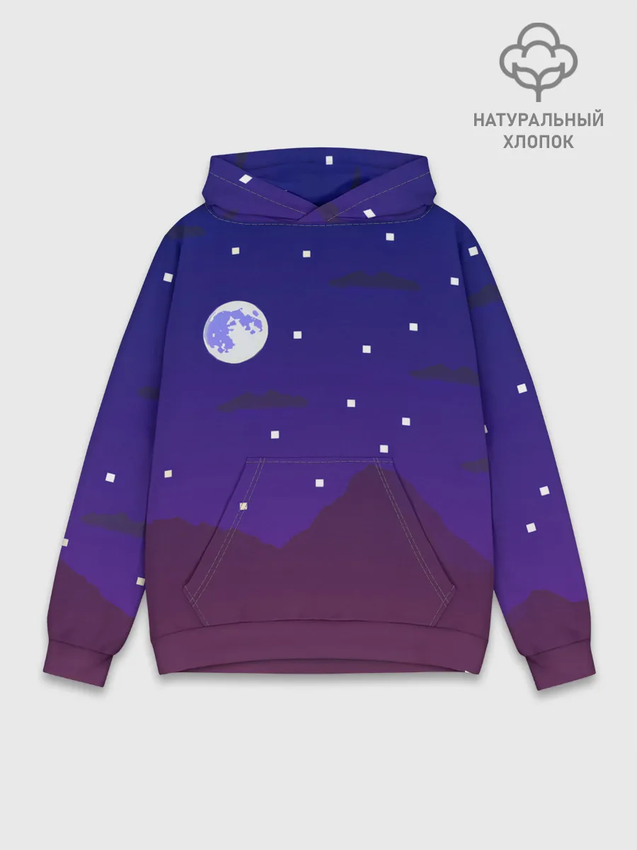 Худи мужской база хлопок / Пиксельная ночь | 8 bit