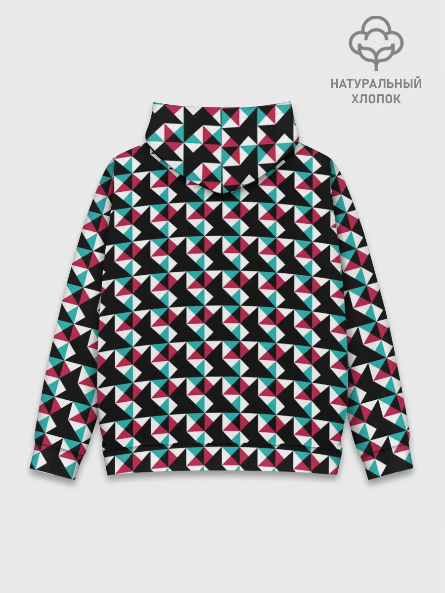 Худи мужской база хлопок / Красно-черный абстрактный узор