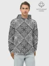 Худи мужской база хлопок / Черно-белый орнамент