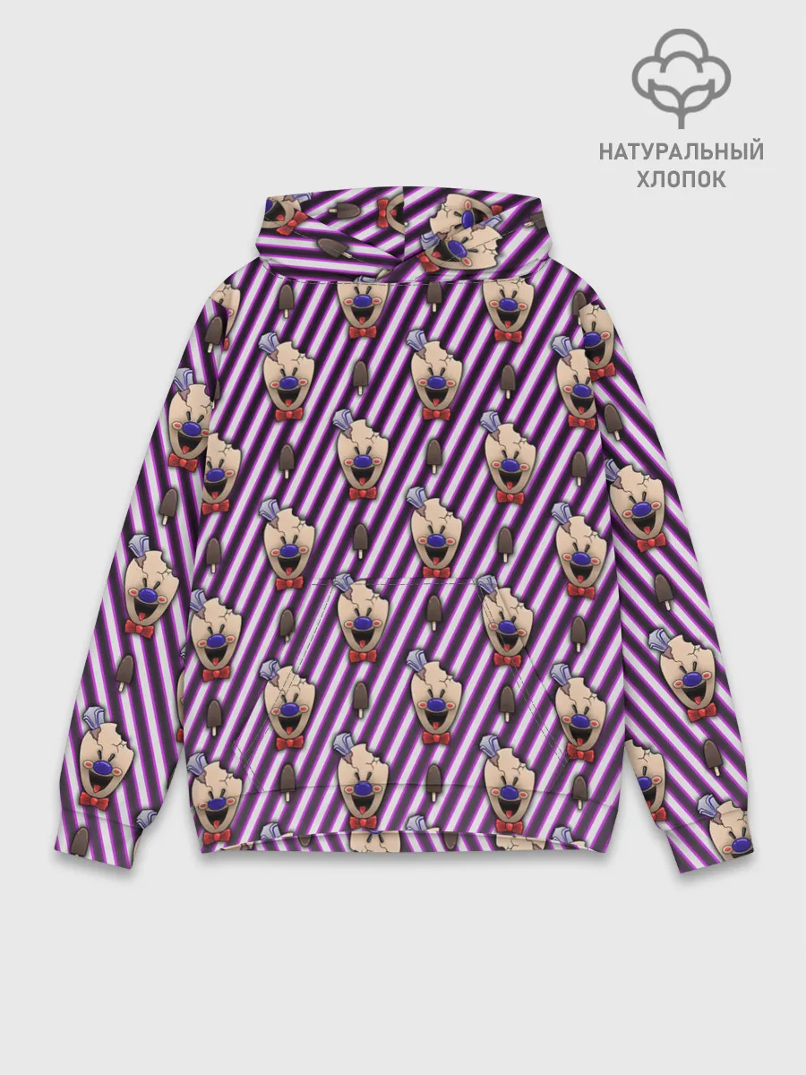 Худи мужской база хлопок / ICE SCREAM розовый паттерн