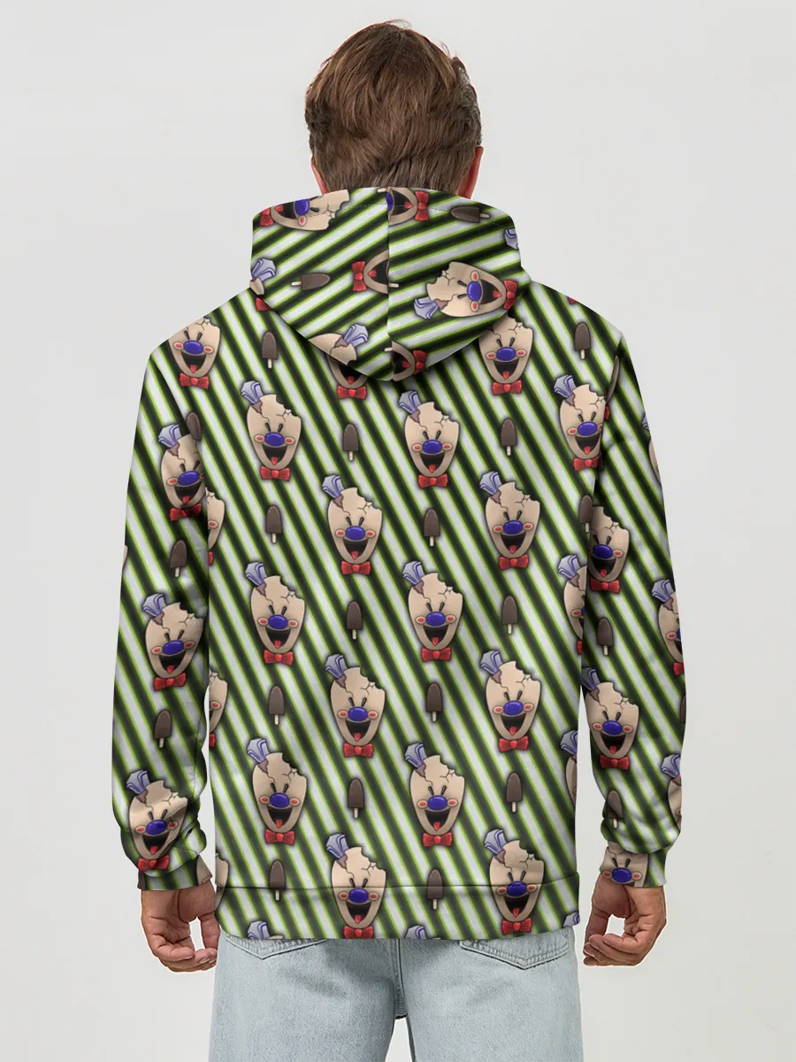 Худи мужской база хлопок / ICE SCREAM зеленый паттерн