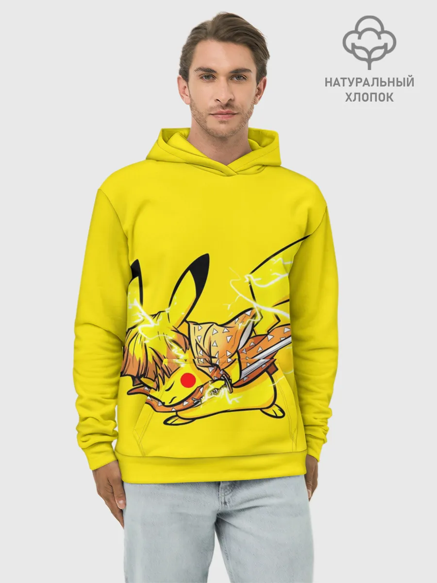 Худи мужской база хлопок / Пикачу Зеницу клинок демонов