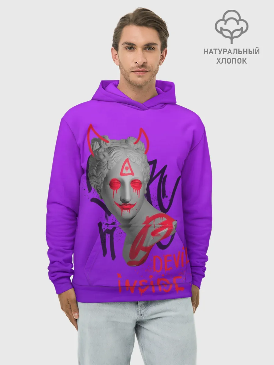 Худи мужской база хлопок / Вандал Арт, ДЬЯВОЛ градиент