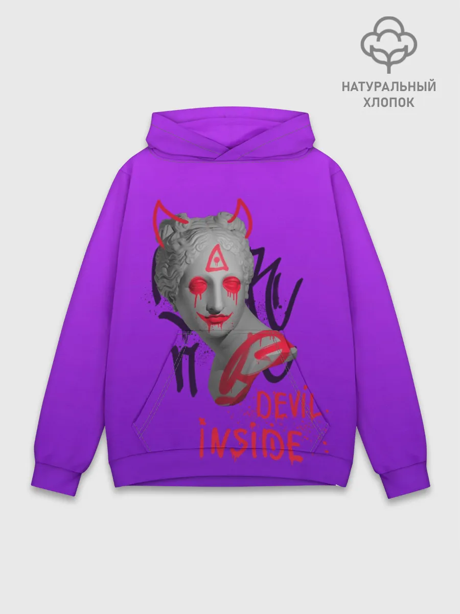 Худи мужской база хлопок / Вандал Арт, ДЬЯВОЛ градиент