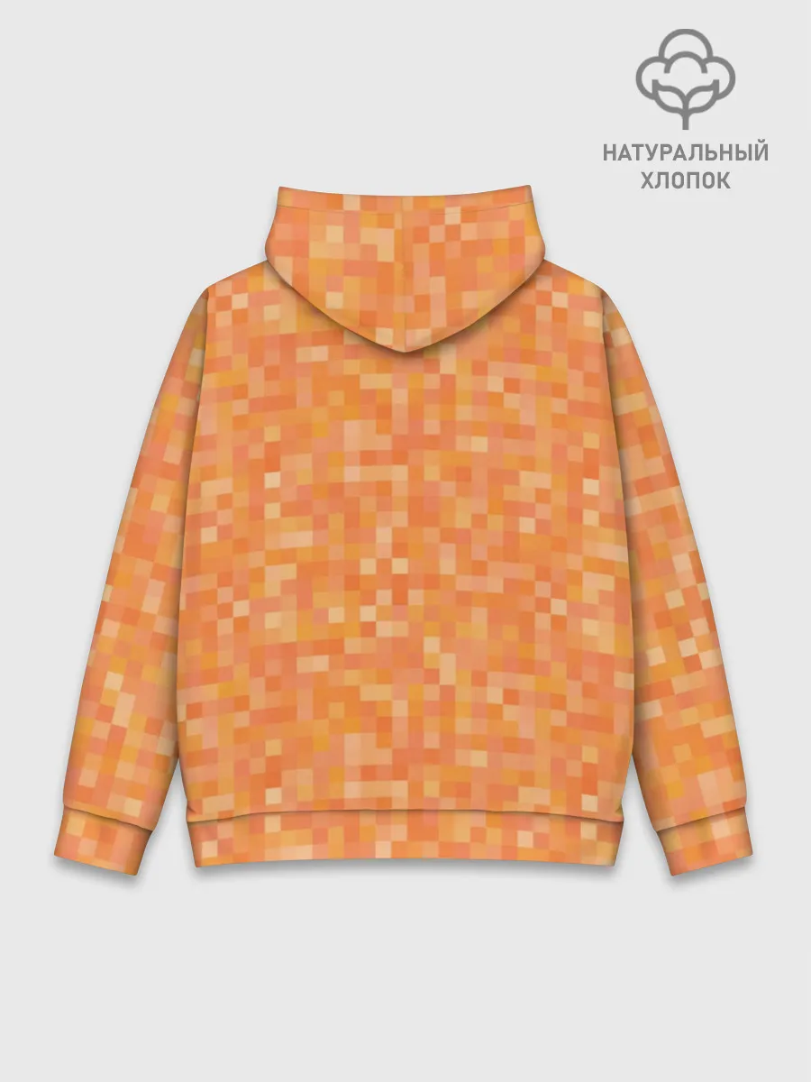 Худи мужской база хлопок / Оранжевая пиксель абстракция