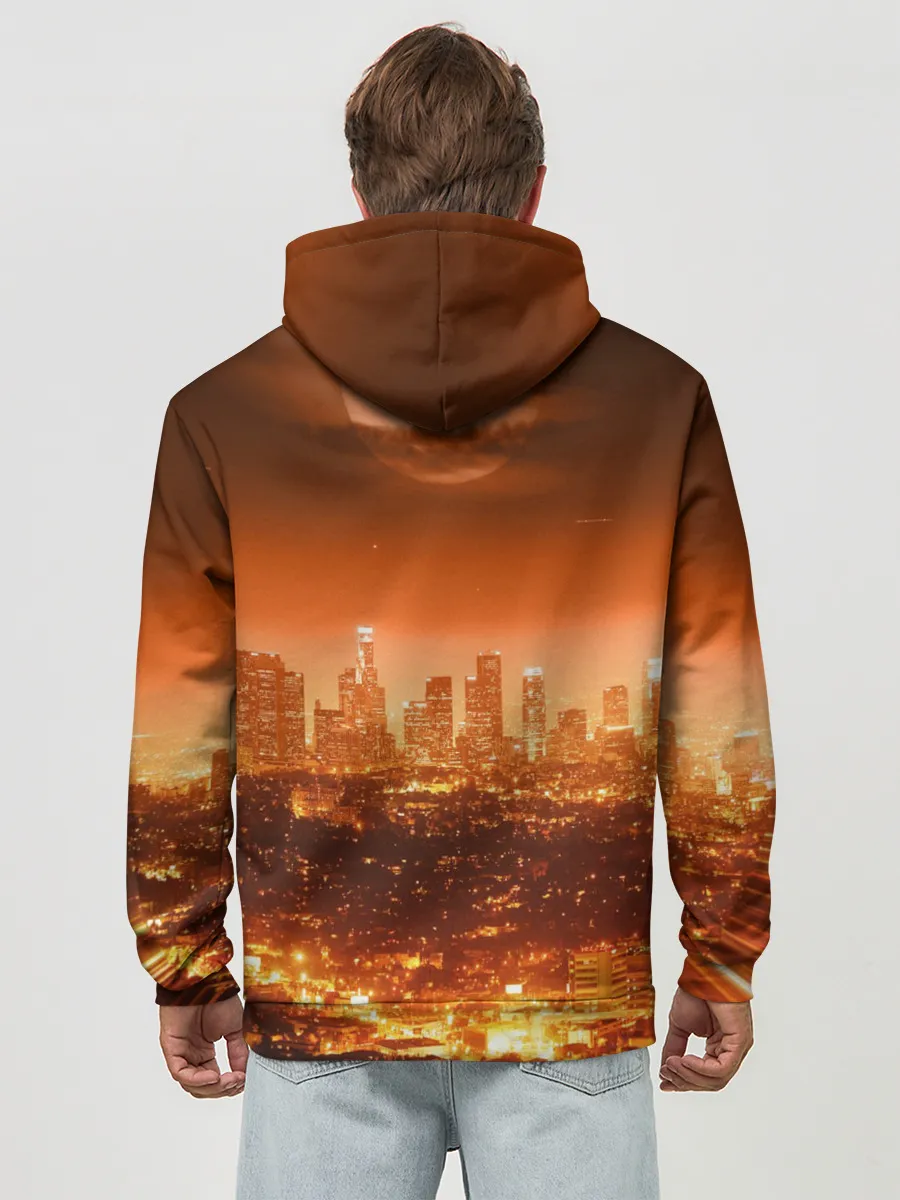 Худи мужской база хлопок / Закат в Нью Йорке