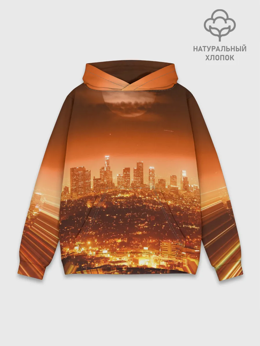 Худи мужской база хлопок / Закат в Нью Йорке