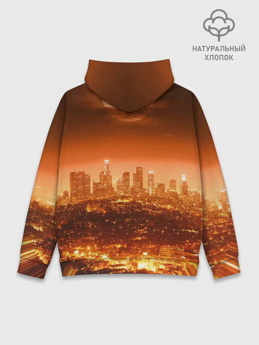 Худи мужской база хлопок / Закат в Нью Йорке