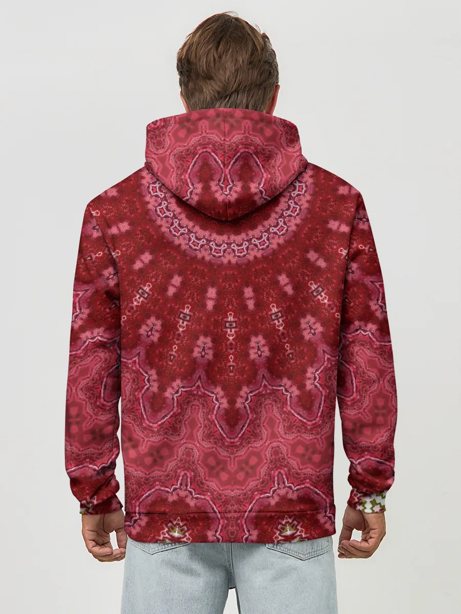 Худи мужской база хлопок / Красно-розовый калейдоскоп