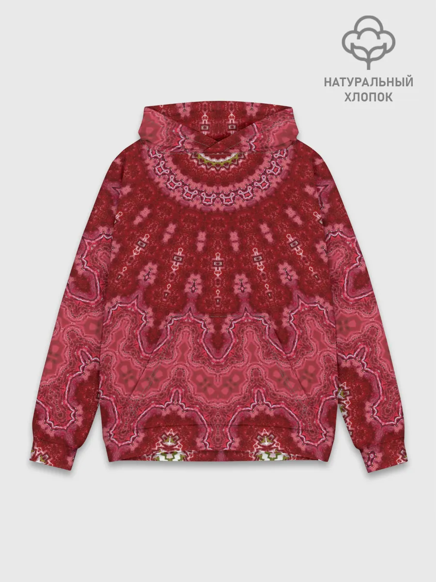 Худи мужской база хлопок / Красно-розовый калейдоскоп