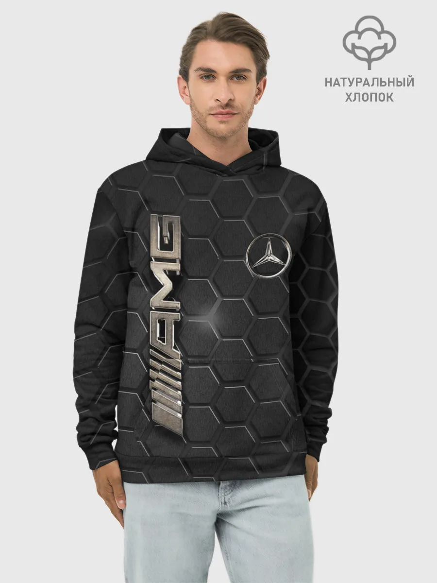 Худи мужской база хлопок / MERCEDES LOGO BRONZE