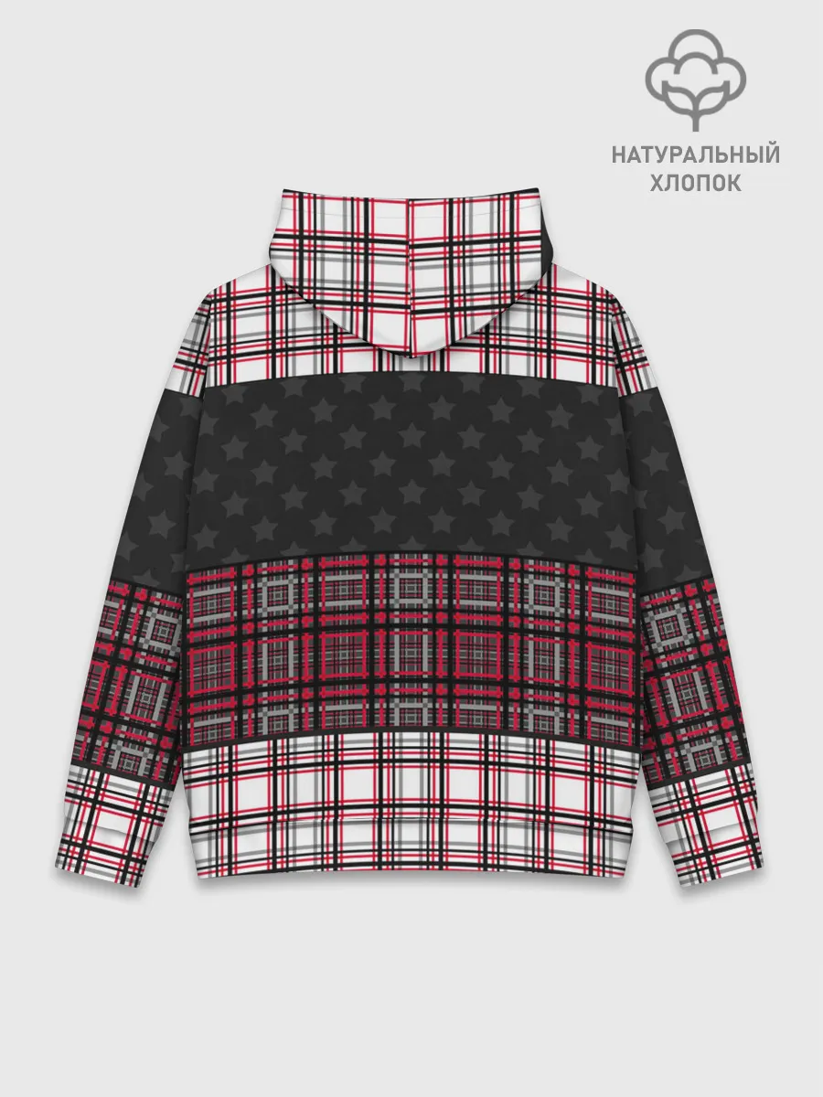 Худи мужской база хлопок / Комбинированный красно-серый