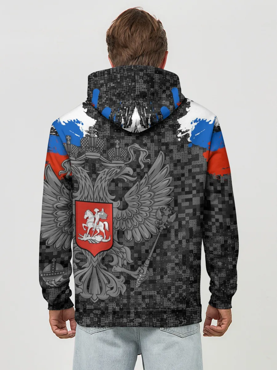 Худи мужской база хлопок / Двуглавый орел. Камуфляж