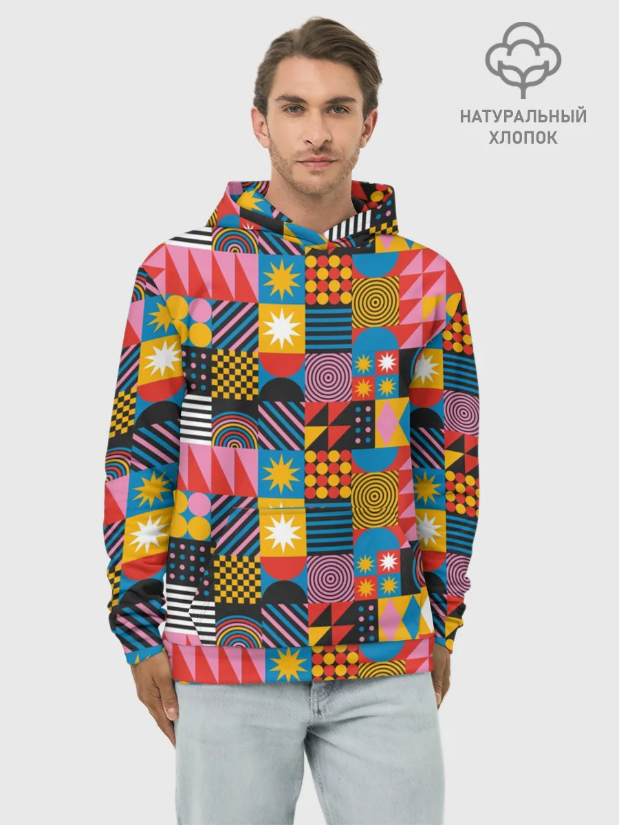 Худи мужской база хлопок / Печворк. Мозаика.Настроение